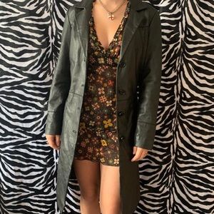 90s/00s fitted leather trench coat